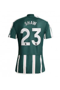 Manchester United Luke Shaw #23 Jalkapallovaatteet Vieraspaita 2023-24 Lyhythihainen